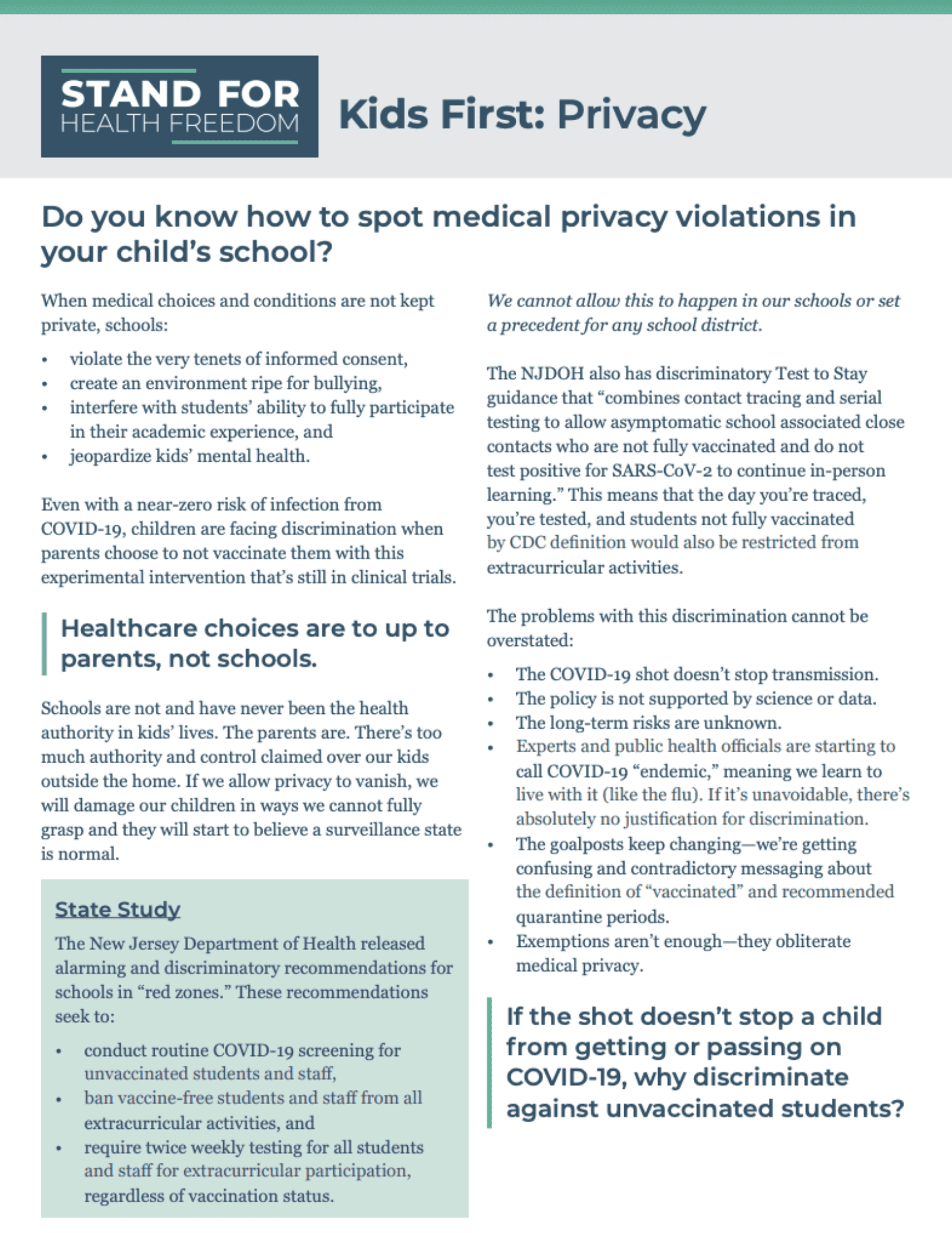 Advocacy Tips | Stand For Health Freedom