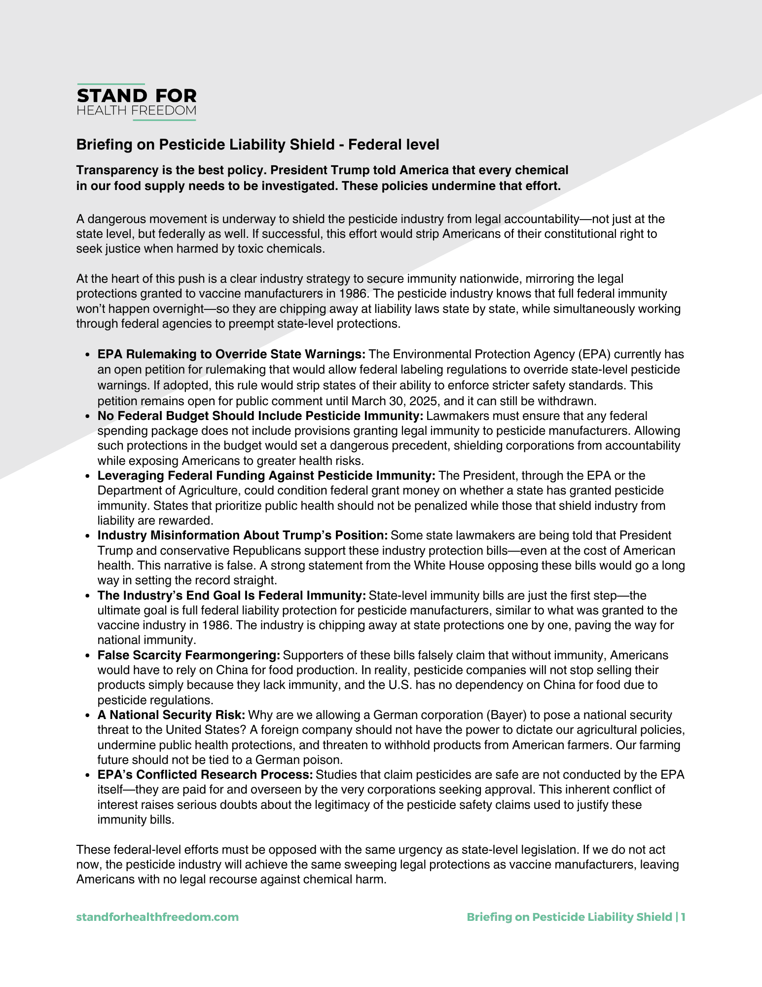 Advocacy Tips | Stand For Health Freedom